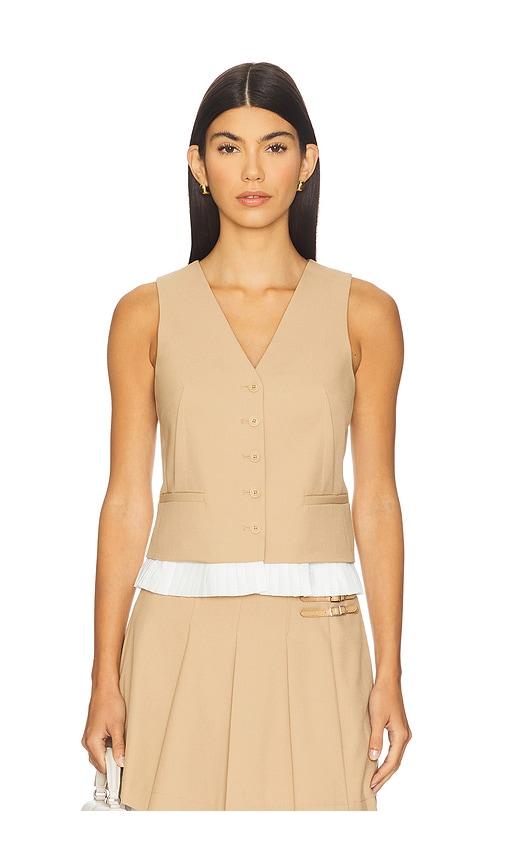 simkhai laiken vest in tan.