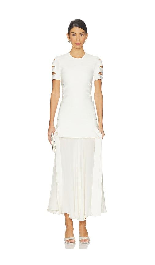 simkhai laken knit maxi dress in ivory.