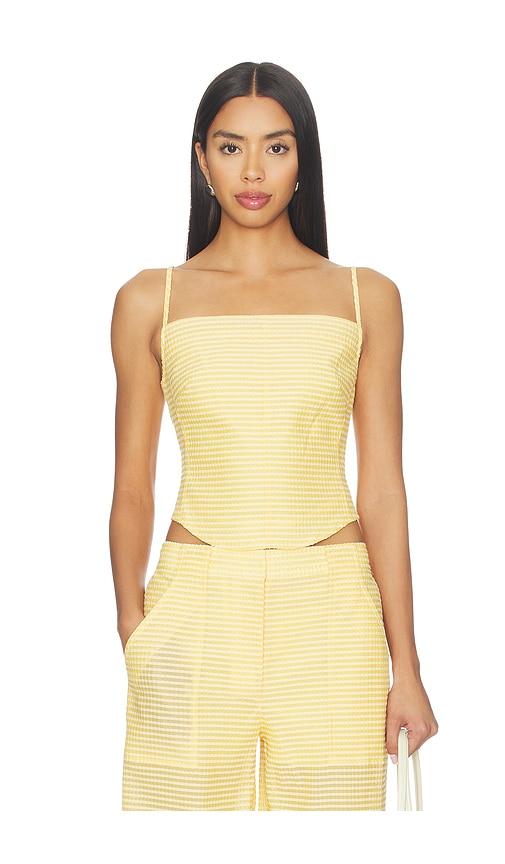simkhai lenora bustier top in yellow.