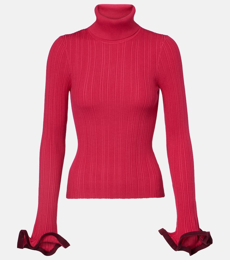 simkhai lola ruffled turtleneck sweater