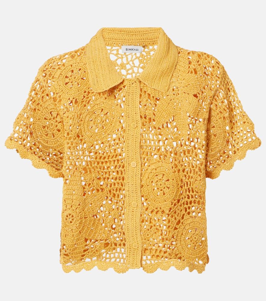 simkhai macks floral crochet cotton shirt