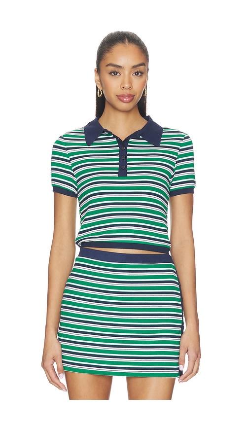simkhai marnie knit polo in green,navy.