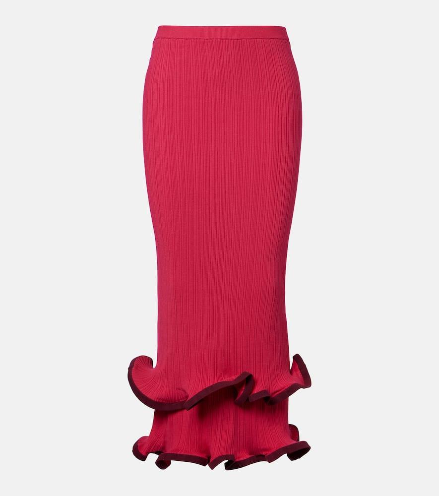 simkhai millie ruffled midi skirt