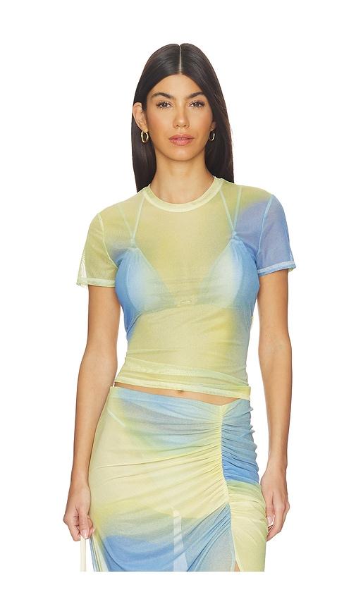 simkhai murry top in blue,yellow.