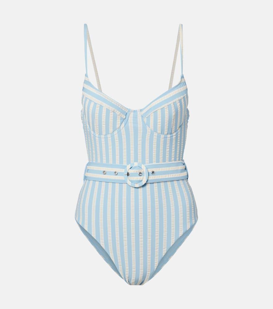 simkhai noa belted striped swimsuit
