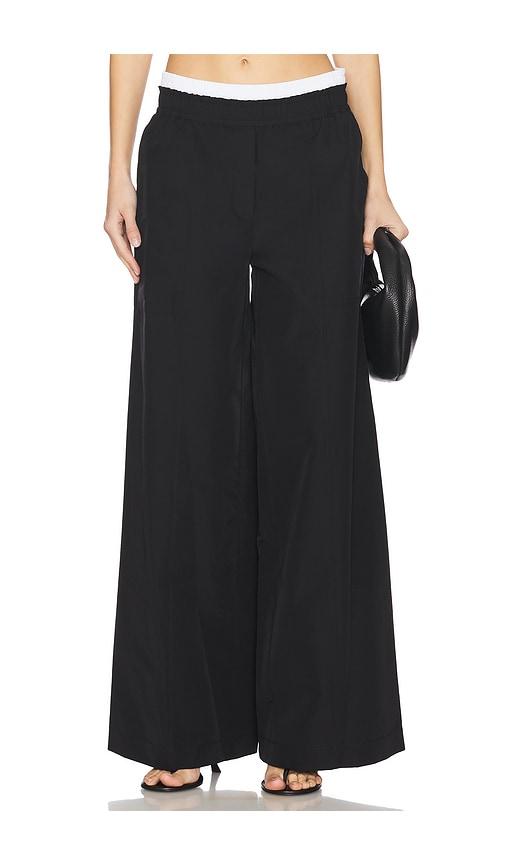 simkhai olly double waistband pant in black.