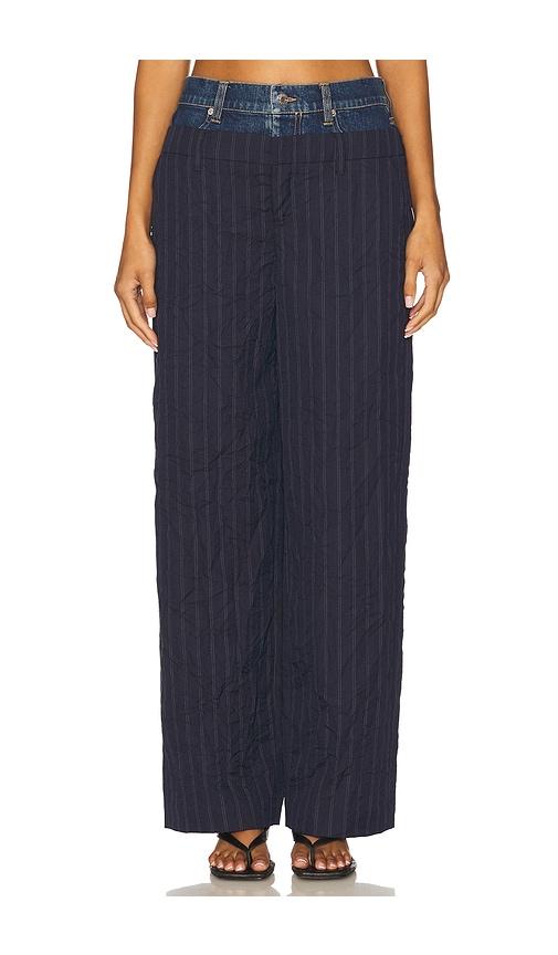simkhai ophelia double waistband combo pant in navy.