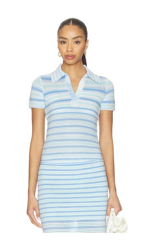 simkhai paxton knit polo in blue.