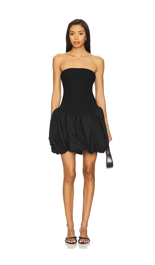 simkhai pollie bubble mini dress in black.
