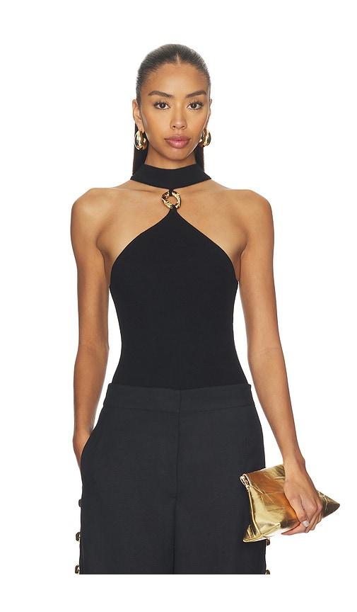 simkhai renlen halter top in black.
