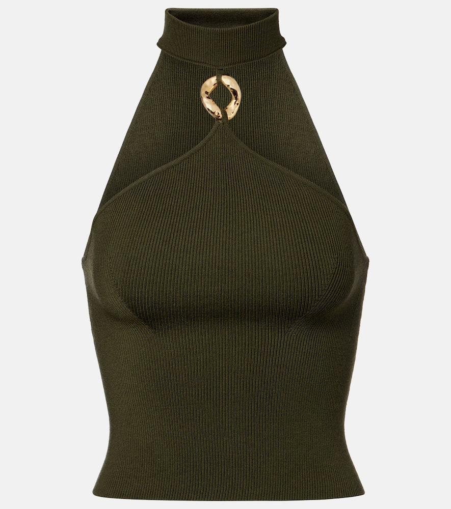 simkhai renlen halterneck wool top