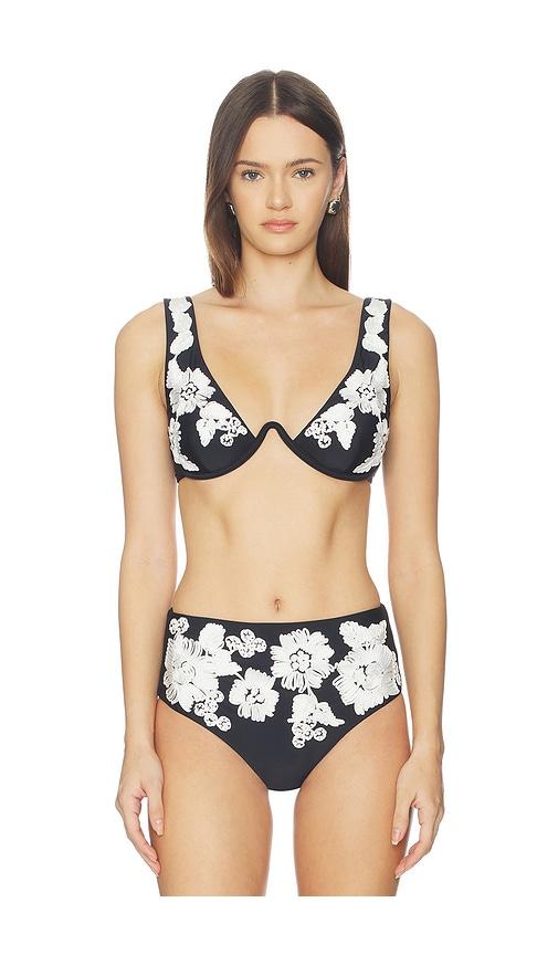 simkhai rosie mono wire bikini top in black.