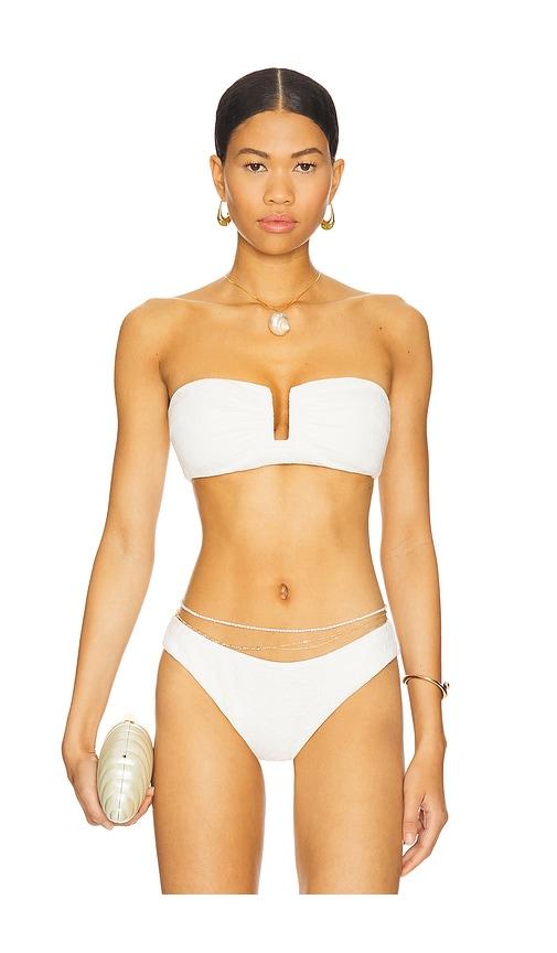 simkhai sandra bandeau bikini top in ivory.