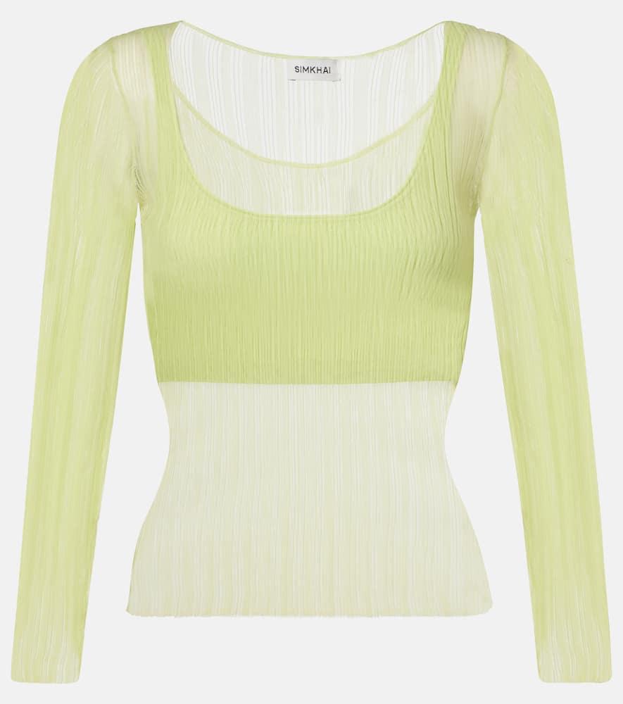 simkhai sheer jersey top
