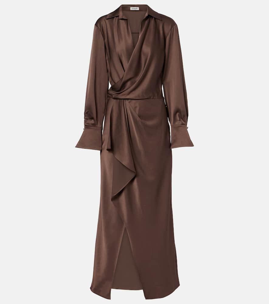 simkhai talita draped satin wrap dress
