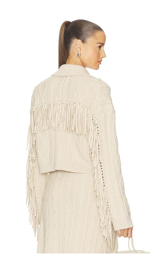 simkhai virginia cropped cardigan in beige.