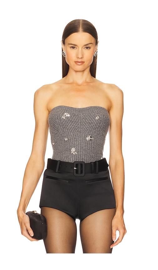 simkhai waverlie tube top in grey.