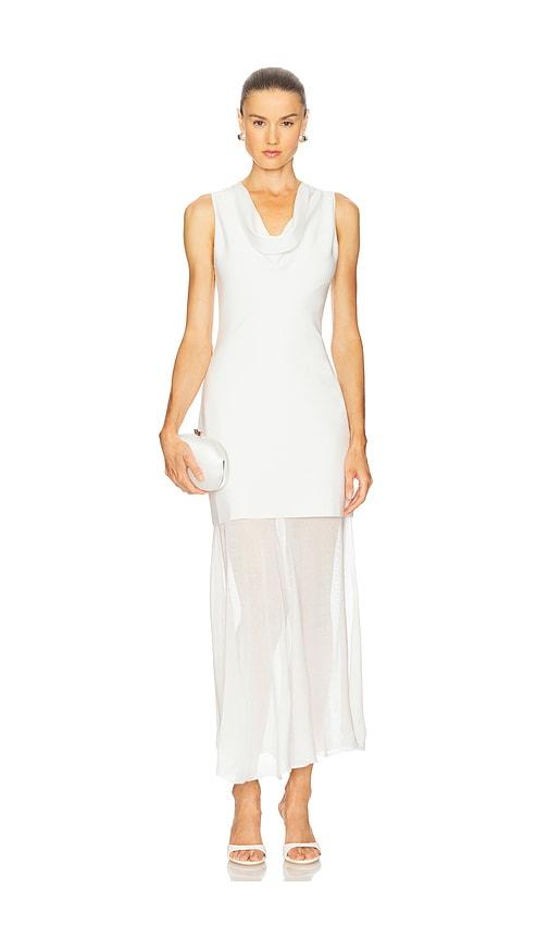 simkhai xena halter dress in ivory.