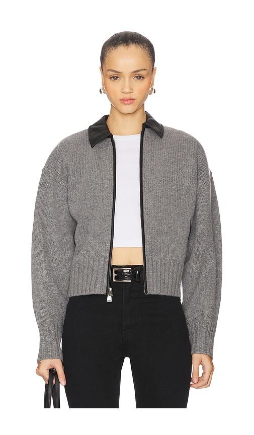 simkhai zofia zipper cardigan in grey.
