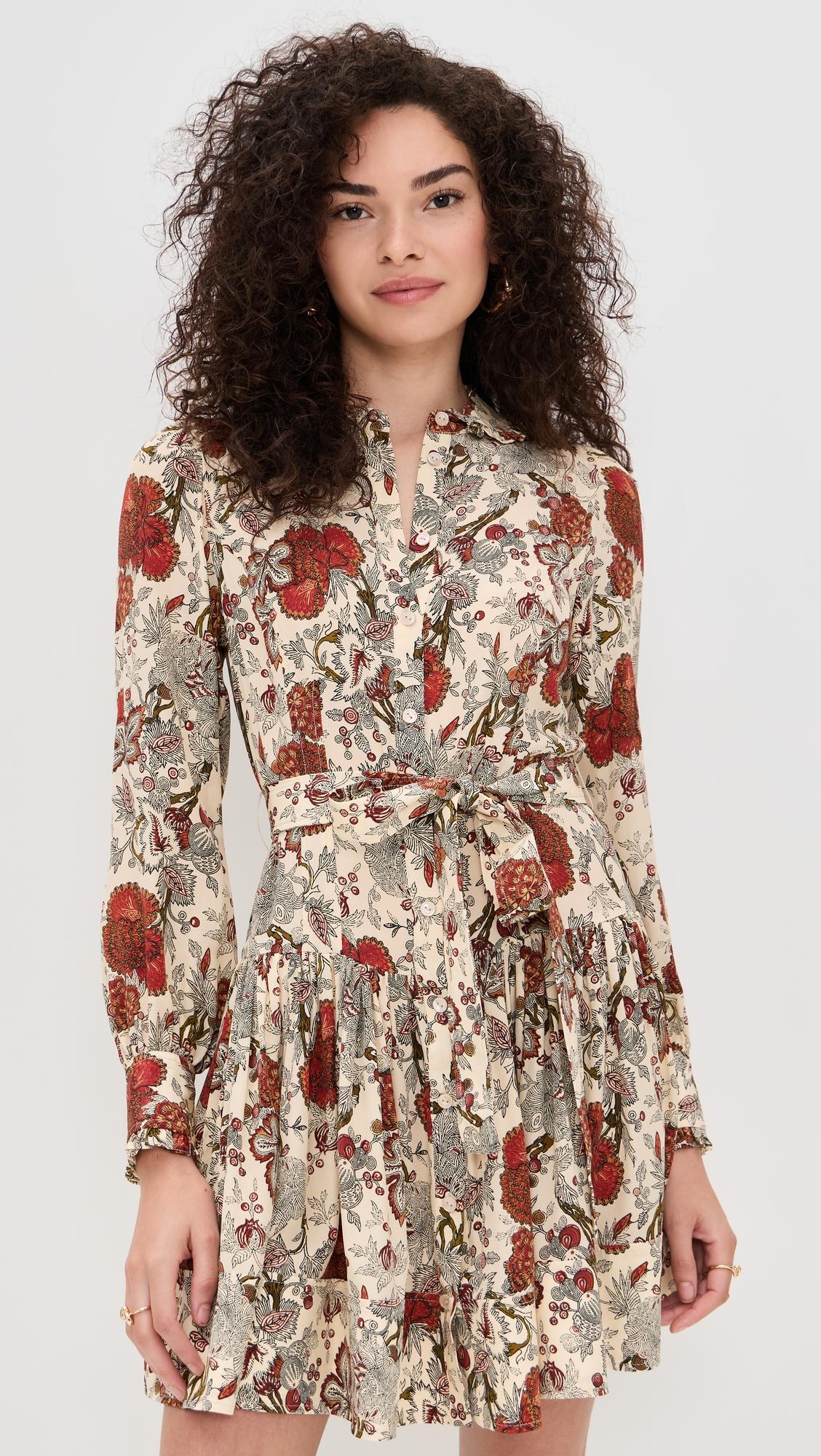 simona silk long sleeve mini dress