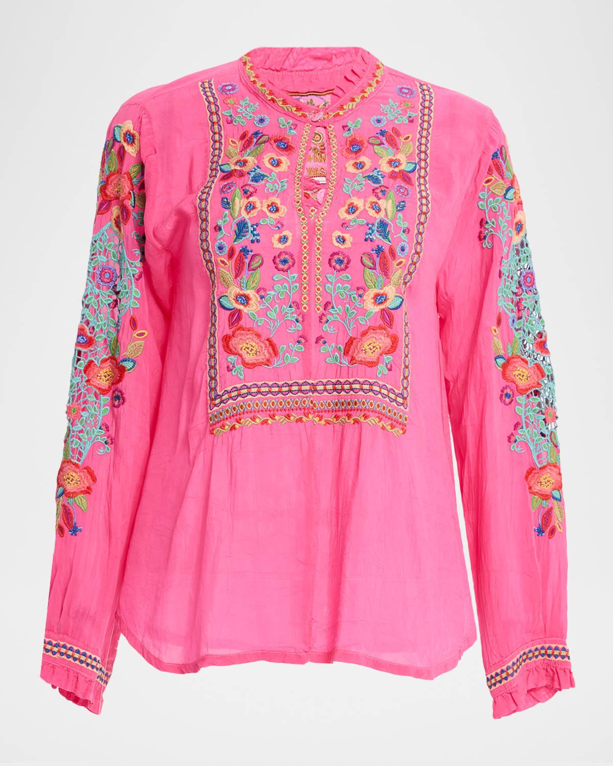simone floral-embroidered georgette blouse