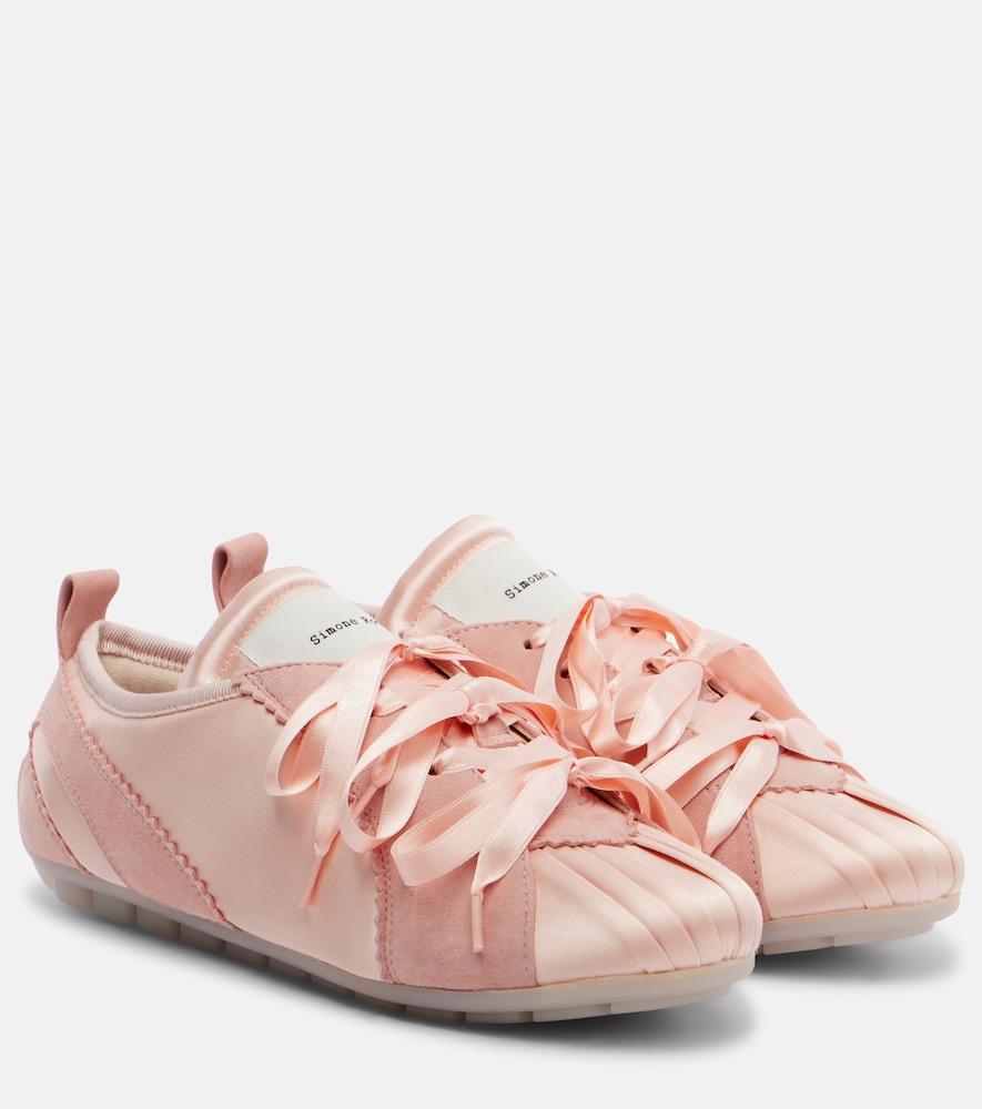 simone rocha ballerina grip satin and suede sneakers