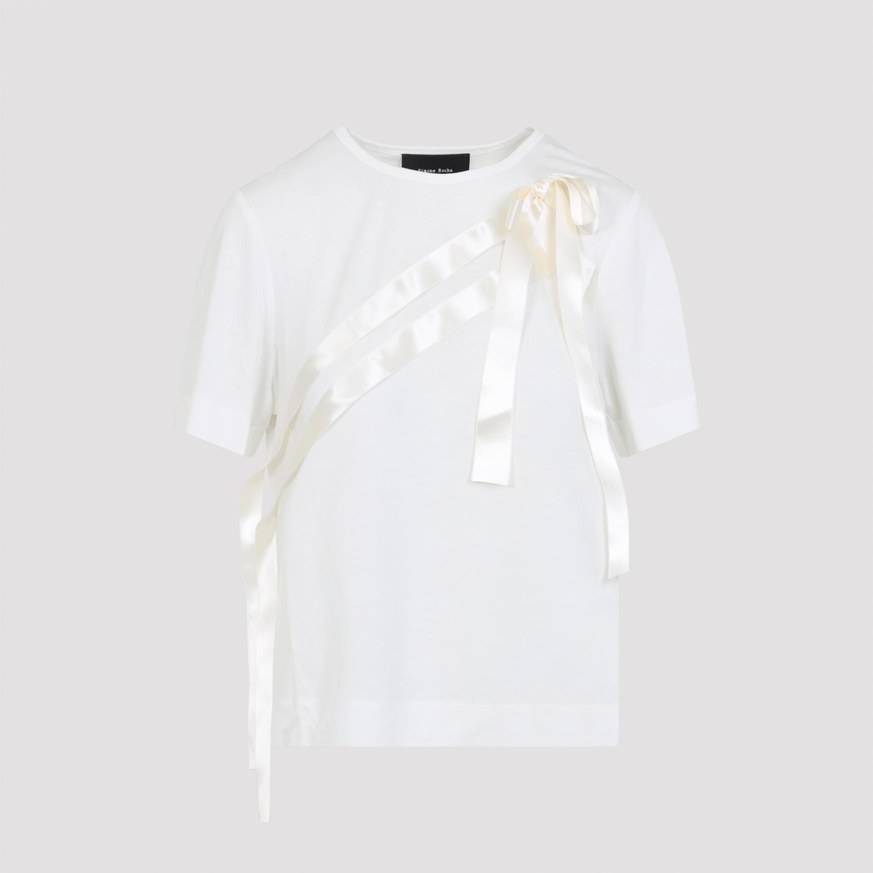 simone rocha bow sash easy t-shirt white lyocell tshirt - women