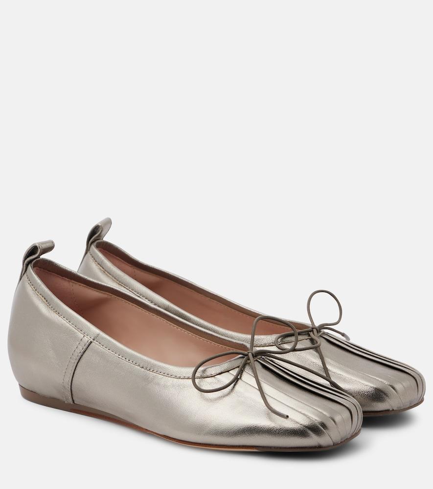 simone rocha classic pleated metallic leather ballet flats