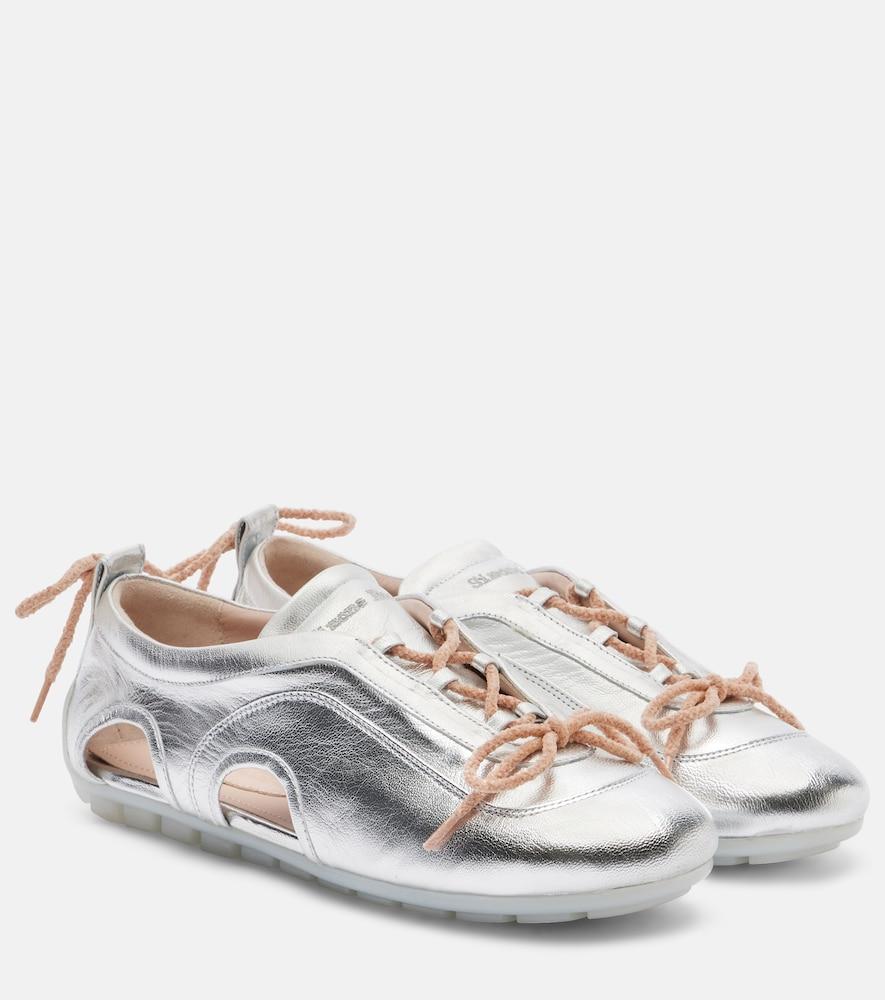 simone rocha cutout metallic leather sneakers