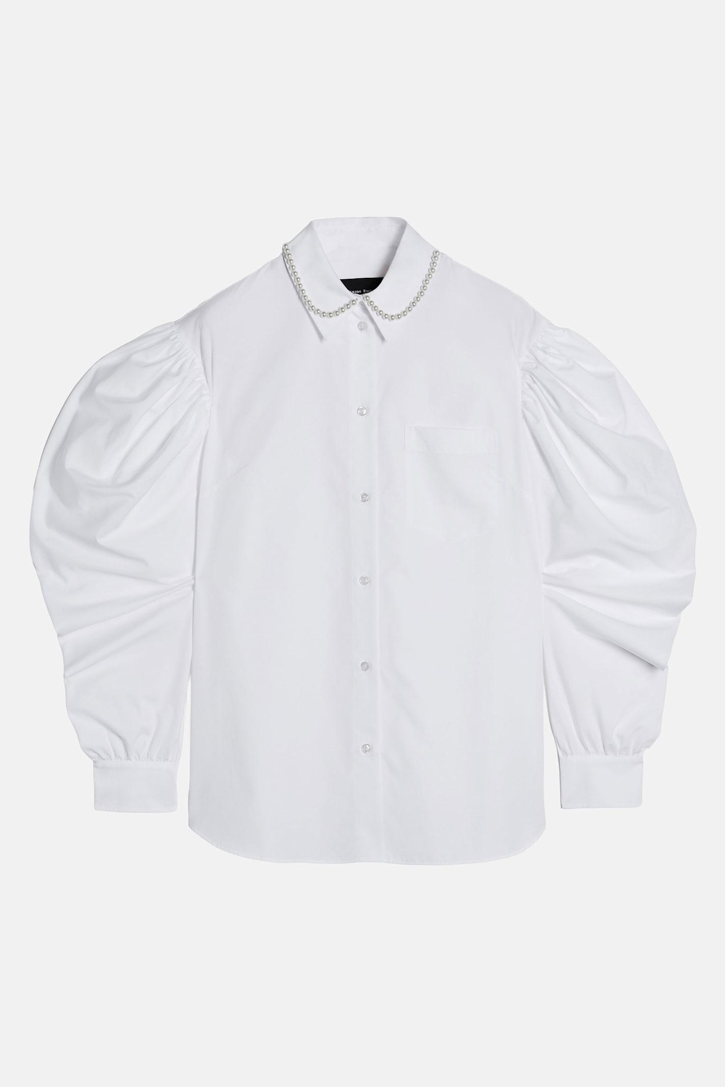 simone rocha draped sleeve masculine shirt with emb