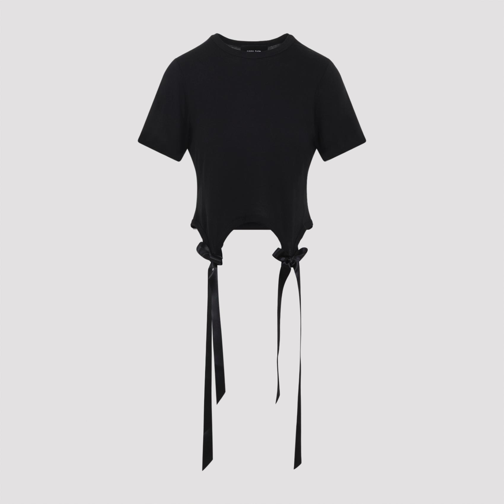 simone rocha easy t-shirt bow tails black lyocell tshirt - women