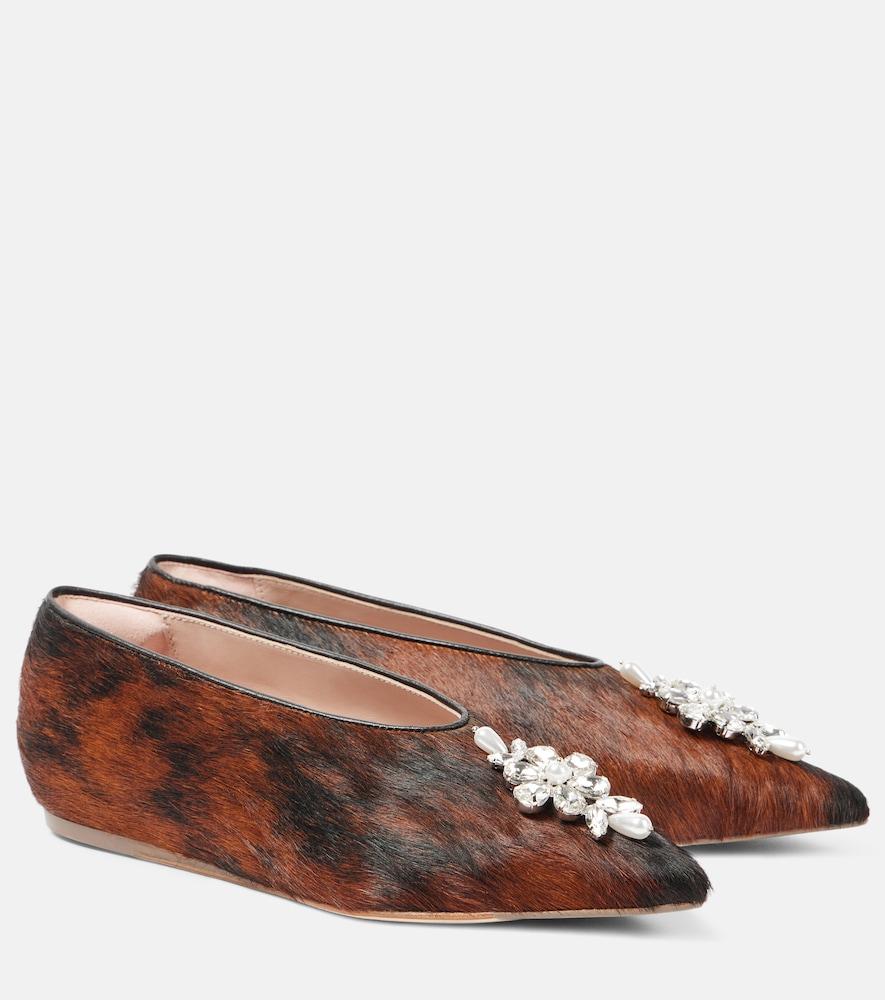 simone rocha embellished calf hair ballet flats