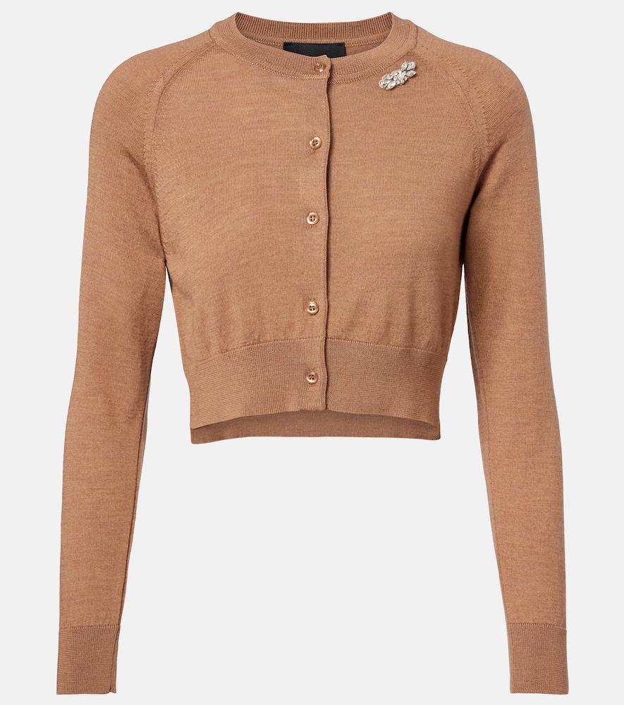 simone rocha embellished cropped wool and silk cardigan