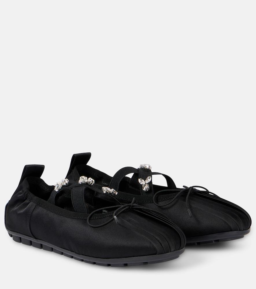 simone rocha embellished satin ballet flats