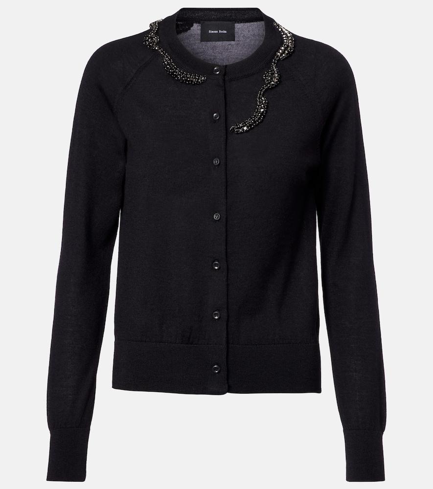 simone rocha embellished wool and silk cardigan