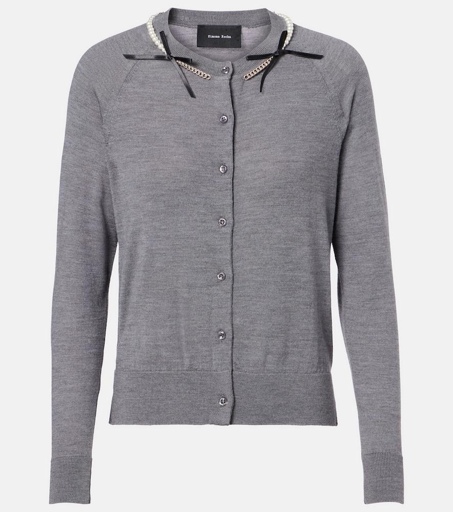 simone rocha embellished wool and silk cardigan