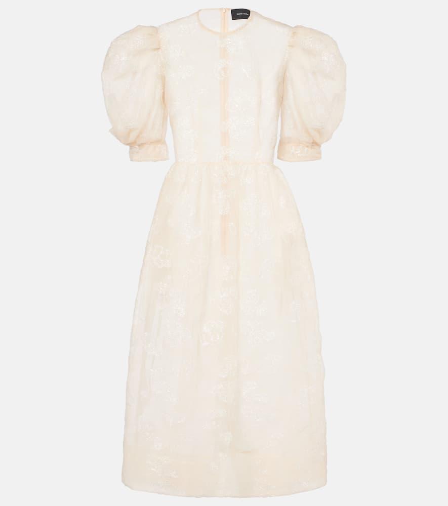 simone rocha embroidered midi dress
