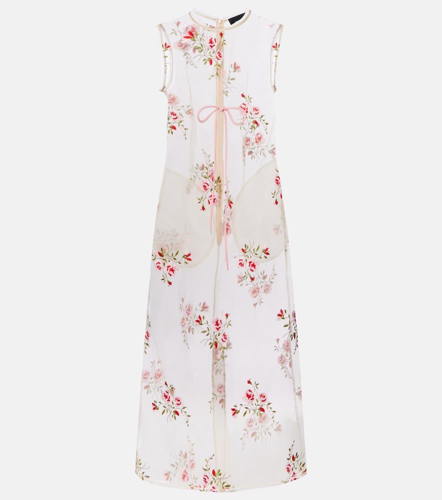 simone rocha embroidered sheer organza midi dress