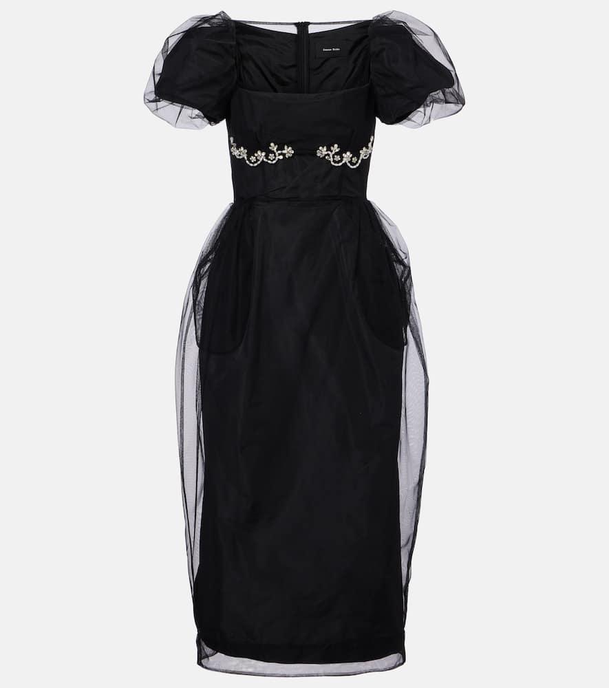 simone rocha embroidered tulle midi dress