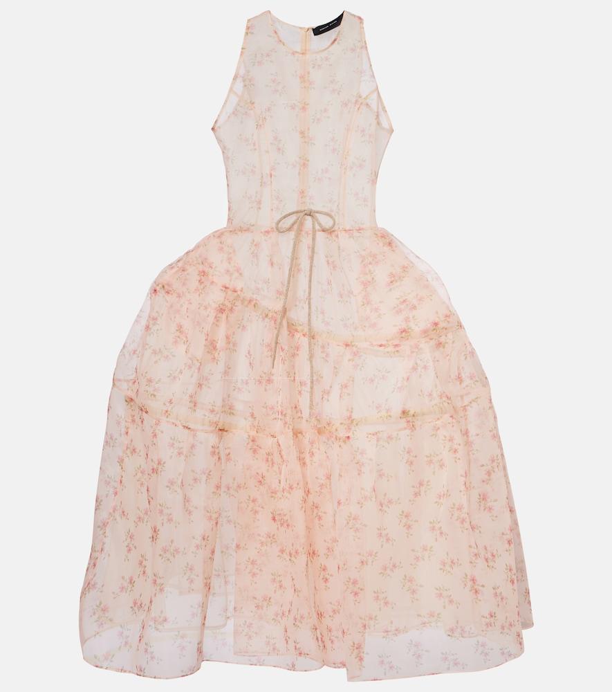 simone rocha floral sheer organza midi dress