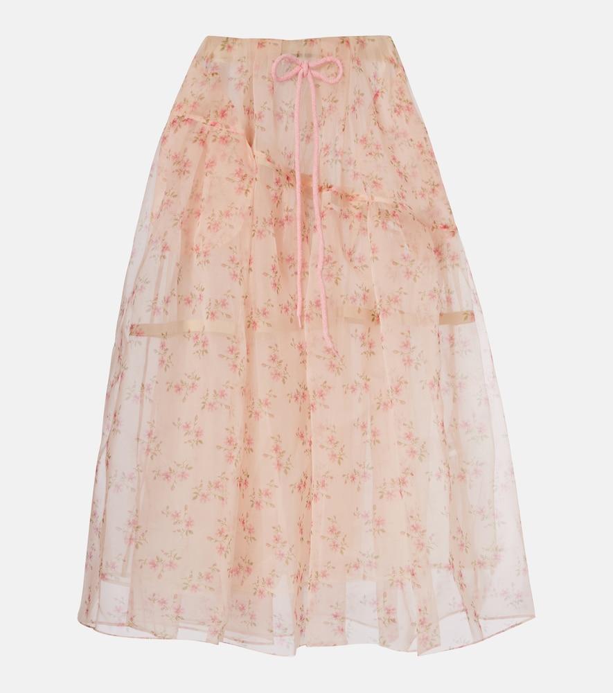 simone rocha floral tulle midi skirt