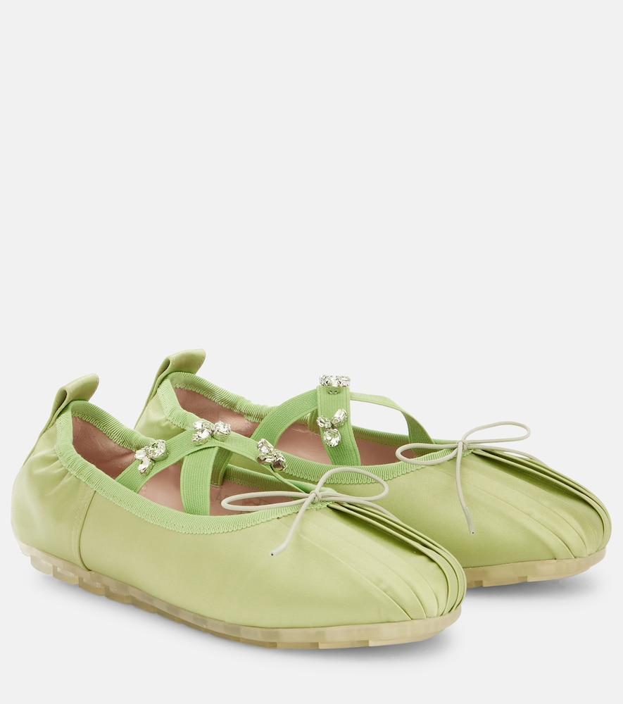 simone rocha grip embellished satin ballet flats