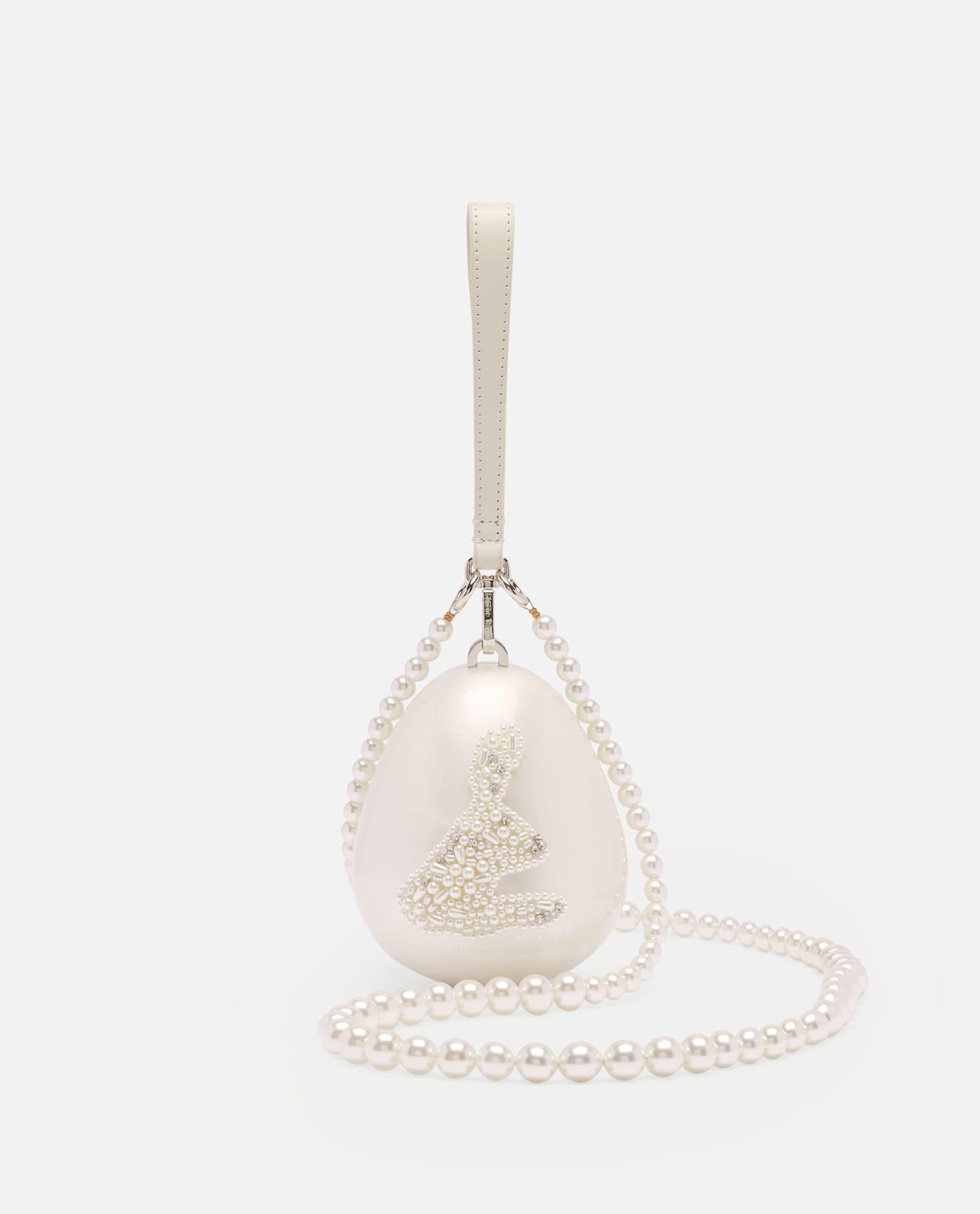 simone rocha micro egg bag w/ pearl crossbody w/ chain