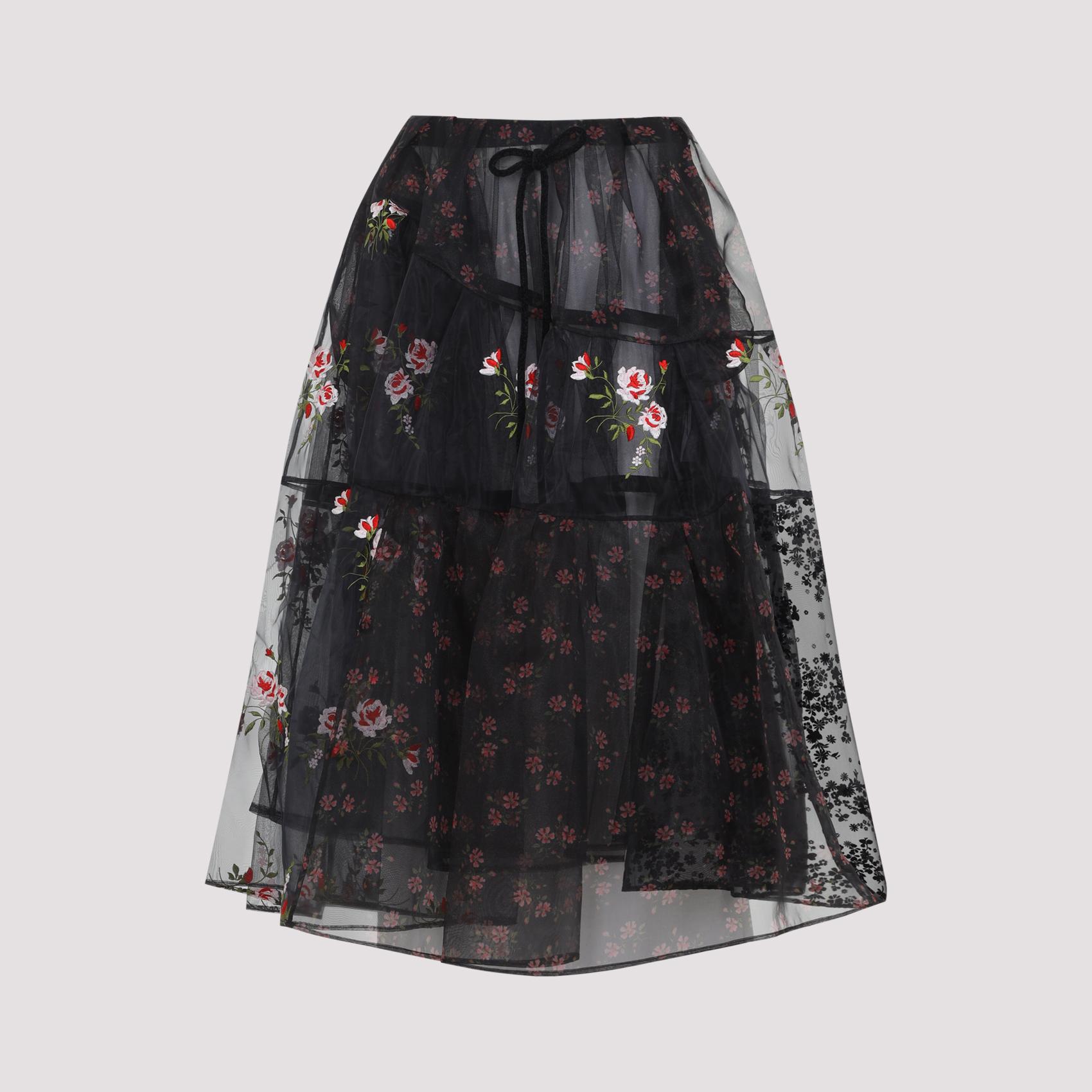 simone rocha patchwork midi skirt black polyamide - women