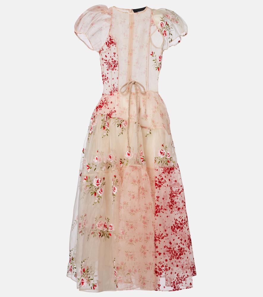 simone rocha patchwork sheer organza midi dress