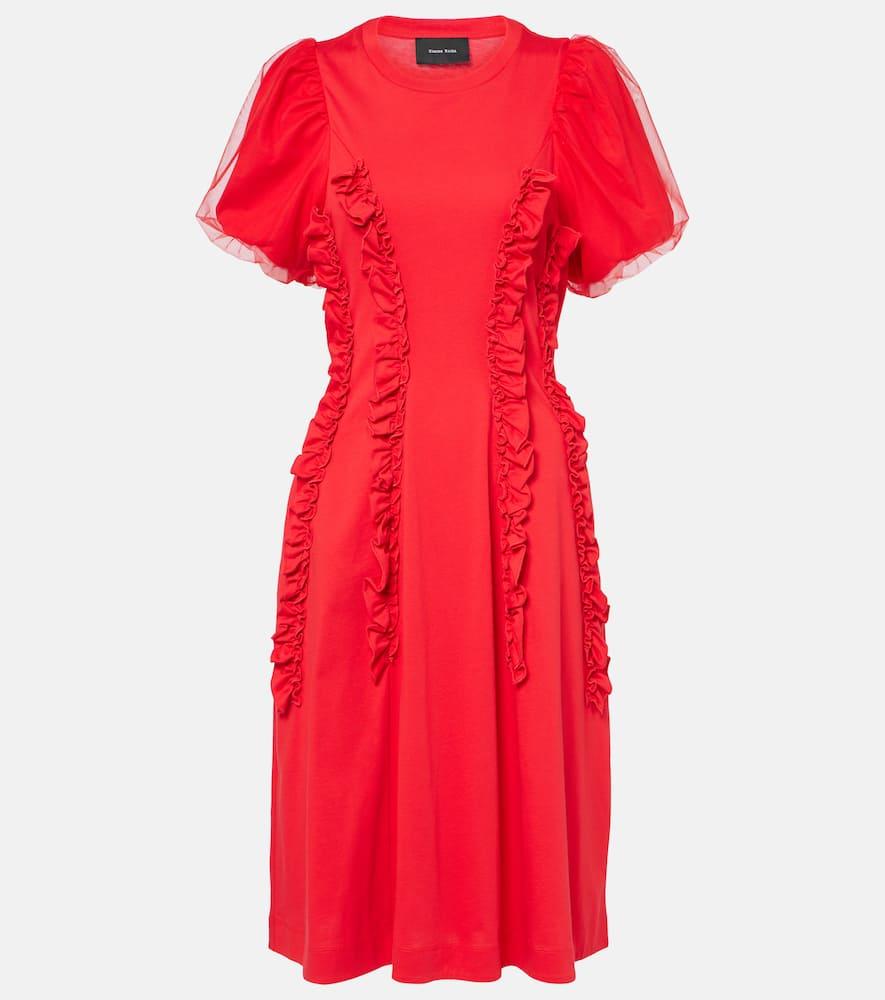 simone rocha ruffled cotton tulle midi dress