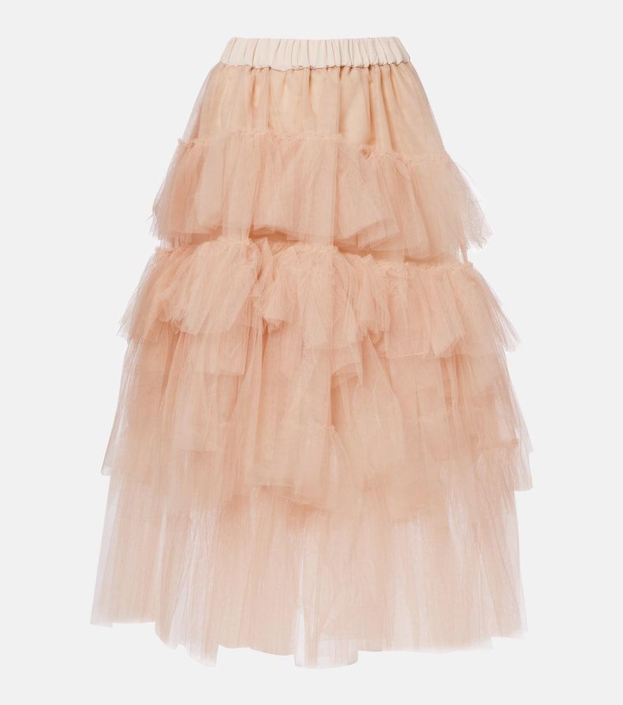 simone rocha ruffled tulle midi skirt