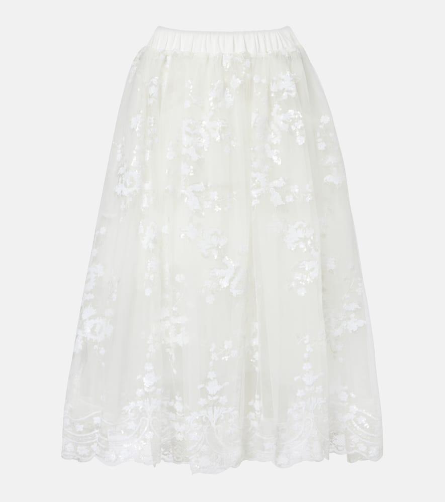 simone rocha sequined tulle midi skirt