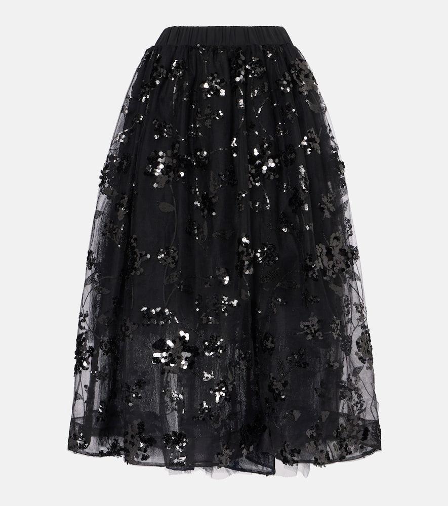 simone rocha sequined tulle midi skirt