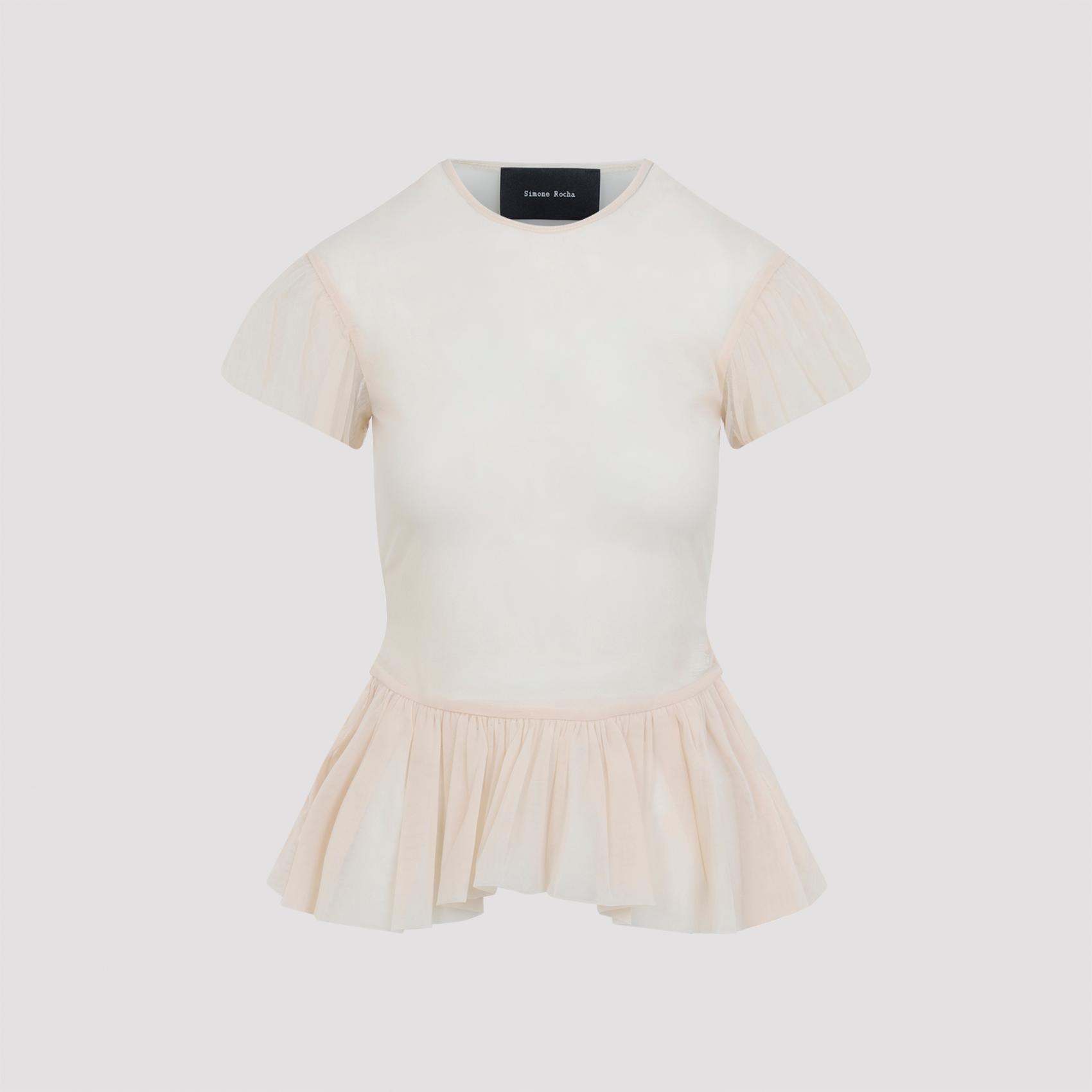 simone rocha sheer ballet peplum top nude & neutrals polyamide elastan - women